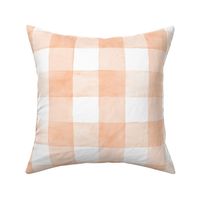 Peach Fuzz Watercolor Gingham - Large Scale - Buffalo Plaid Checkers Apricot Orange Pantone 2024 Color of the Year