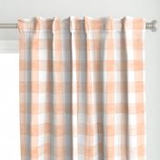 Peach Fuzz Watercolor Gingham - Large Scale - Buffalo Plaid Checkers Apricot Orange Pantone 2024 Color of the Year