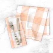 Peach Fuzz Watercolor Gingham - Large Scale - Buffalo Plaid Checkers Apricot Orange Pantone 2024 Color of the Year