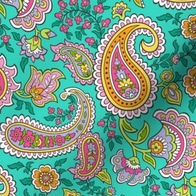 Bohemian Paisley on Green