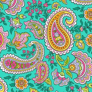 Bohemian Paisley on Green