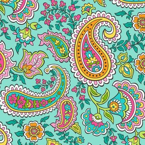 Bohemian Paisley on Mint Green