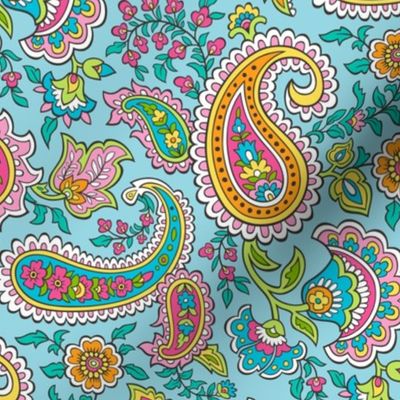 Bohemian Paisley on Light Blue