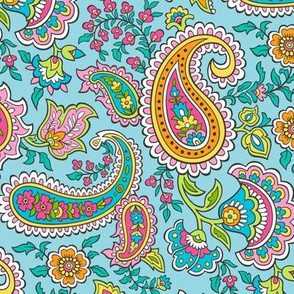 Bohemian Paisley on Light Blue