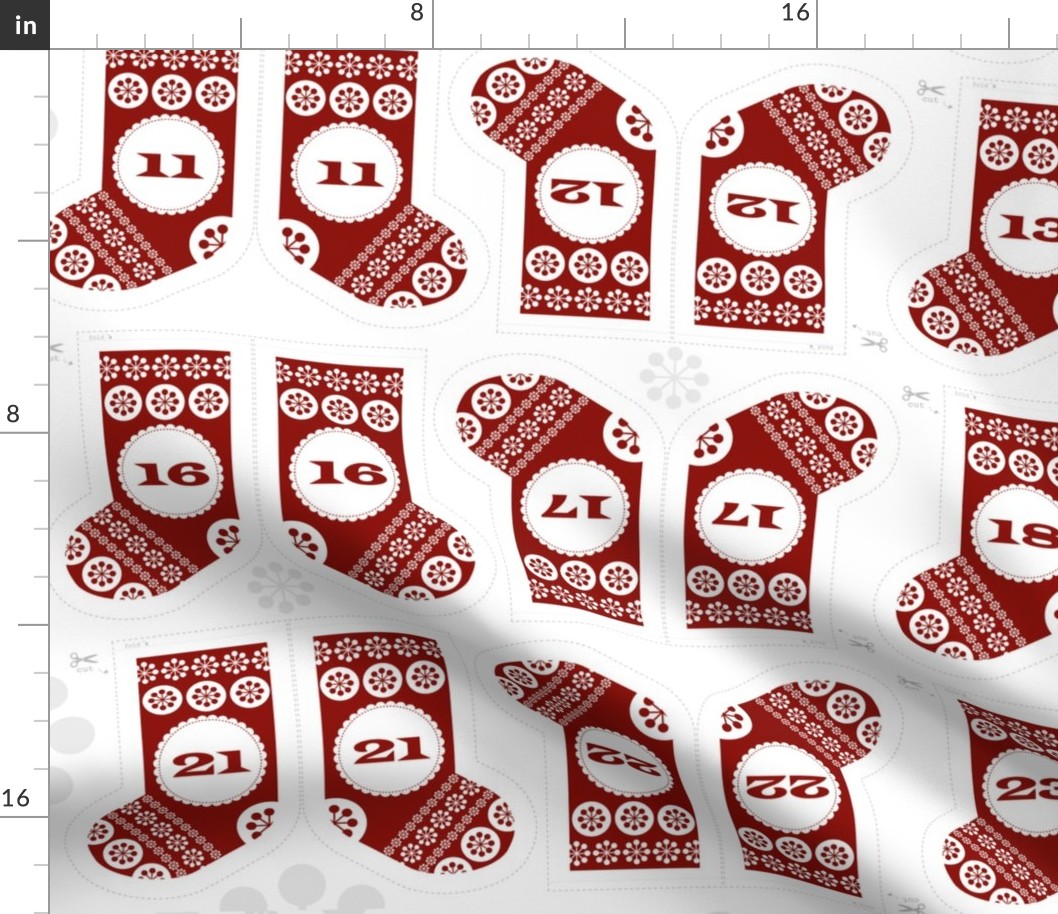 Hanging Stockings Advent Calendar - Cut Fabric | Spoonflower