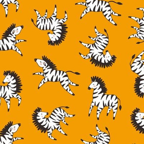 Zebras on yellow