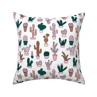 Cactus cacti garden botanical succulent green garden pattern illustration print green pink girls
