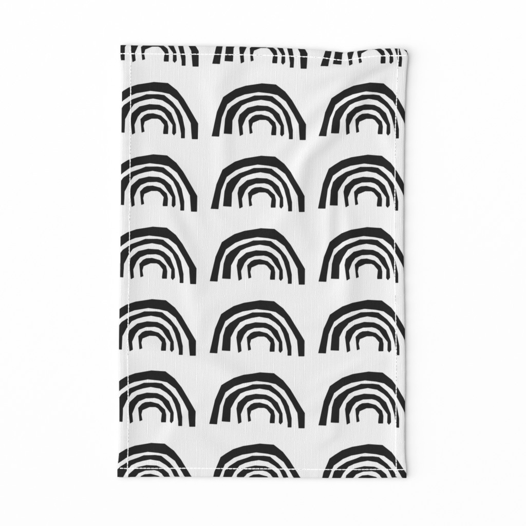 LARGE - rainbow black and white cool kids trendy scandi black and white rainbow circles scallop