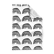 LARGE - rainbow black and white cool kids trendy scandi black and white rainbow circles scallop