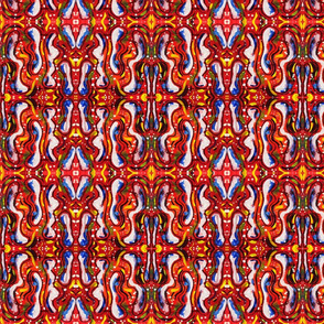 Abstract Over the Top Bold Red Blue and White Pattern