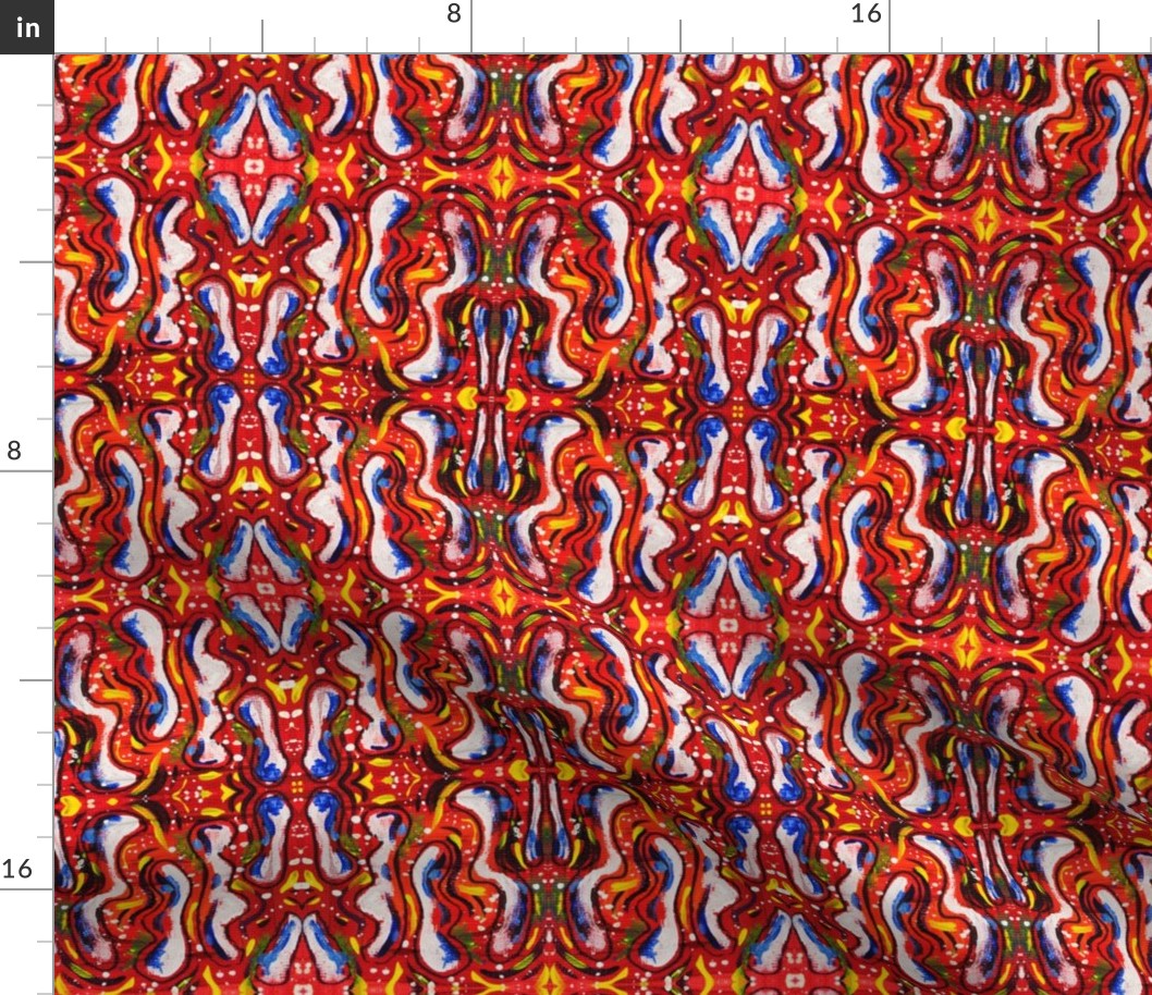 Abstract Over the Top Bold Red Blue and White Pattern