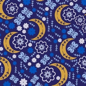 Moon Flower Pattern Blue