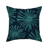 Cactus Blooms TEAL ON NAVY