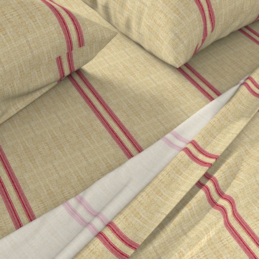 Faux Grain sack Red Ticking