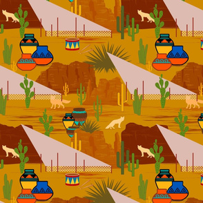 Desert Modernism-Southwest Culture and Architecture- Mustard Rust Ochre Sienna- Regular Scale