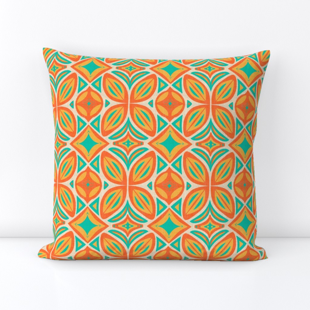 Abstract Bohemian Butterfly in Turquoise and Orange