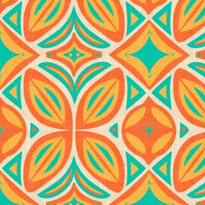 Abstract Bohemian Butterfly in Turquoise and Orange