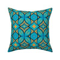 Abstract Bohemian Butterfly in Turquoise Blue and Orange
