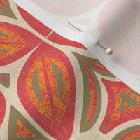 Abstract Bohemian Butterfly in Orange Pink and Olive