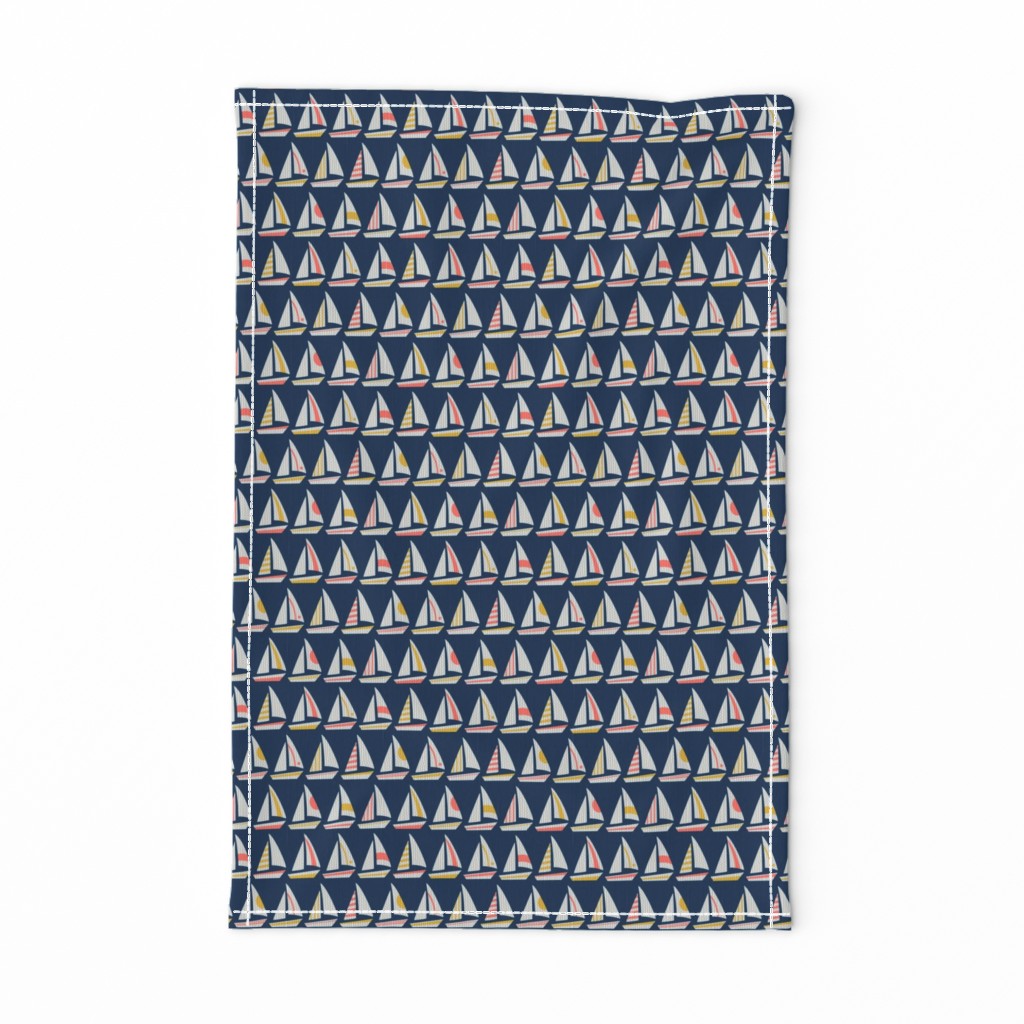 Little Sailboats and Triangles on Midnight Blue