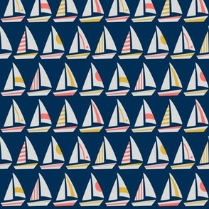 Little Sailboats and Triangles on Midnight Blue