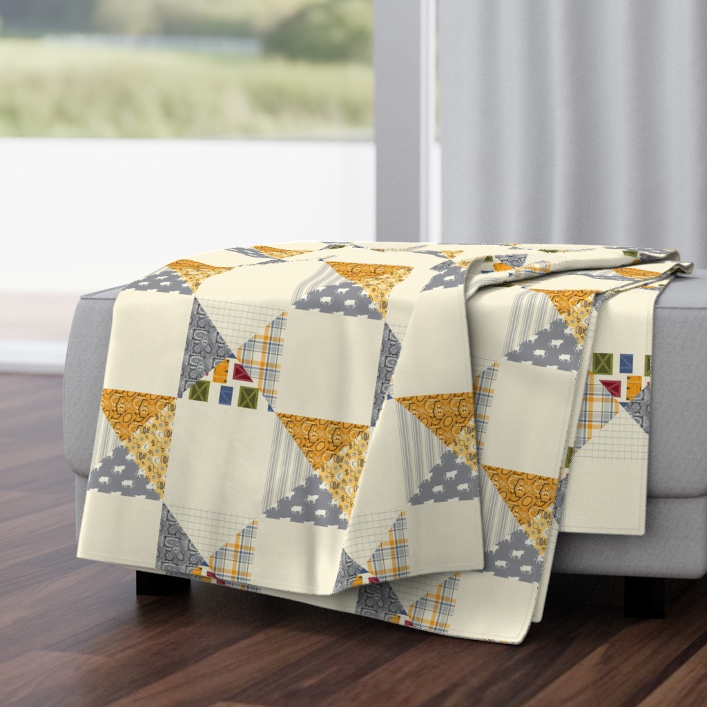 Little Cowboy Cheater Quilt yellow  & Grey