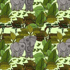 Momma Baby Elephant Jungle Key Lime Green