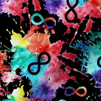 Neurodiversity - autism awareness watercolor splatter on black LAD19