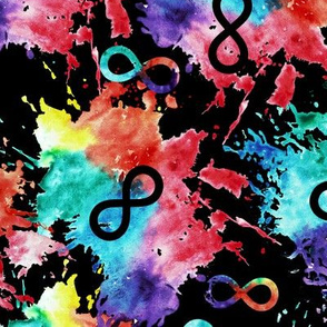 Neurodiversity - autism awareness watercolor splatter on black LAD19