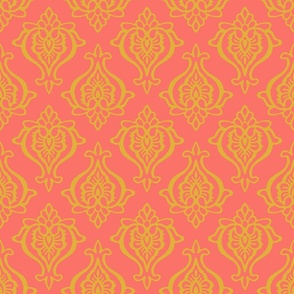 Indian Damask Gold on Living Coral