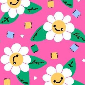 Flower Patch  - Hot Pink / Retro Floral 