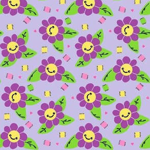 Flower Patch  - Hot Pink / purple yellow lavender  