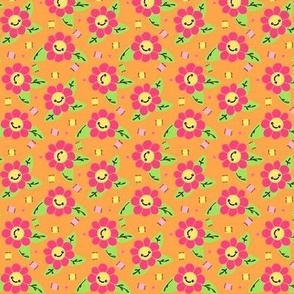Flower Patch  - Hot Pink & Orange  Small 