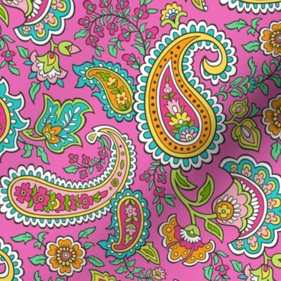 Bohemian Paisley on Dark Pink