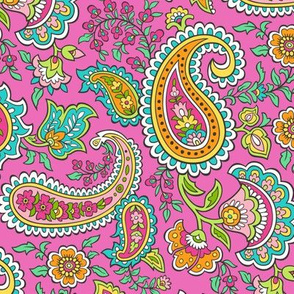 Bohemian Paisley on Dark Pink