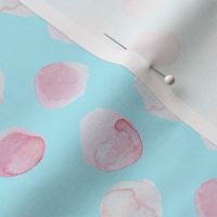  small Blush hand drawn watercolor dots on turquoise - Mix & Match