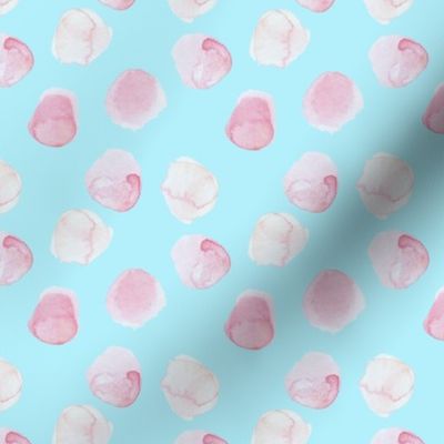  small Blush hand drawn watercolor dots on turquoise - Mix & Match