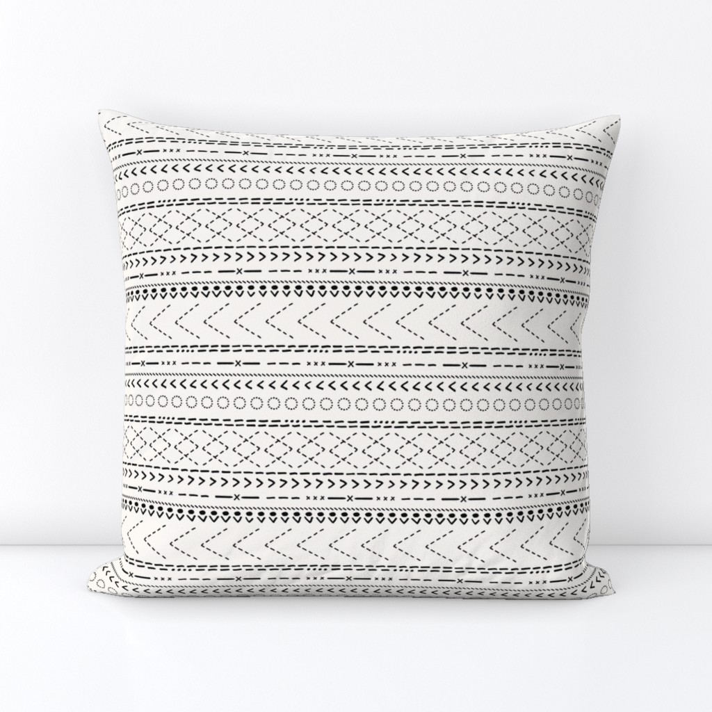 Minimal mudcloth bohemian mayan abstract indian summer aztec design off white black