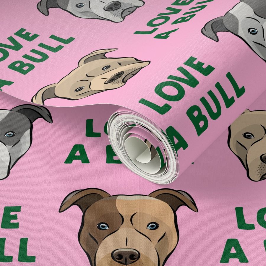 LOVE A BULL - green on pink - LAD19