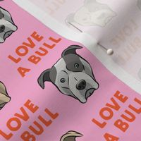 LOVE A BULL - red on pink - LAD19