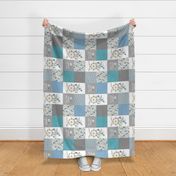 Dream Big Dream Catcher Patchwork Quilt Top ROTATED – Cheater Quilt Panel, Blue Teal Gray