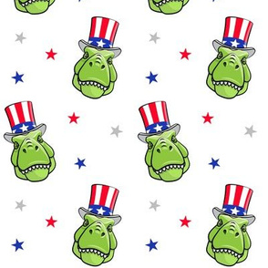 Patriotic Trex  - Tyrannosaurus rex dinosaur  - stars on white LAD19