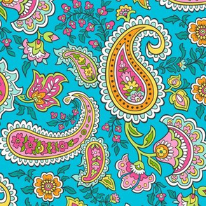 Bohemian Paisley on Blue