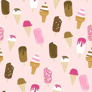 ice creams fabric - ice-cream fabric, summer fabric, hot summer fabric, sweet treat fabric, -  pink