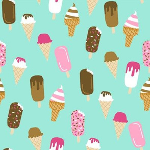 ice creams fabric - ice-cream fabric, summer fabric, hot summer fabric, sweet treat fabric, -  mint