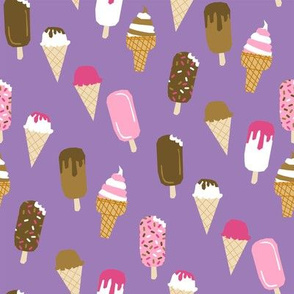 ice creams fabric - ice-cream fabric, summer fabric, hot summer fabric, sweet treat fabric, -  purple