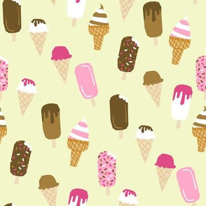ice creams fabric - ice-cream fabric, summer fabric, hot summer fabric, sweet treat fabric, - yellow