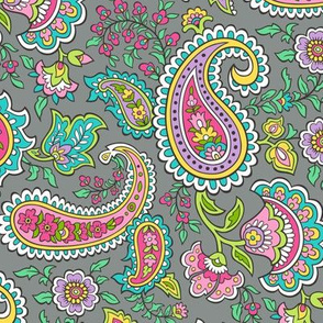 Bohemian Paisley on Grey