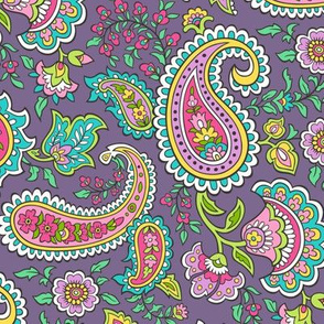 Bohemian Paisley on Dark Purple