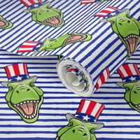 Patriotic Trex  - Tyrannosaurus rex dinosaur v2  - blue stripes  LAD19